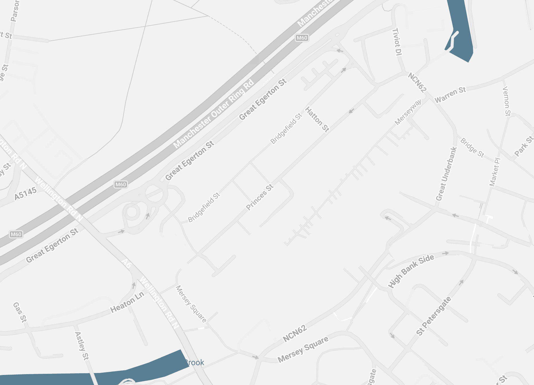 Map of Stockport showing the driiv office at 43-59 Princess Street